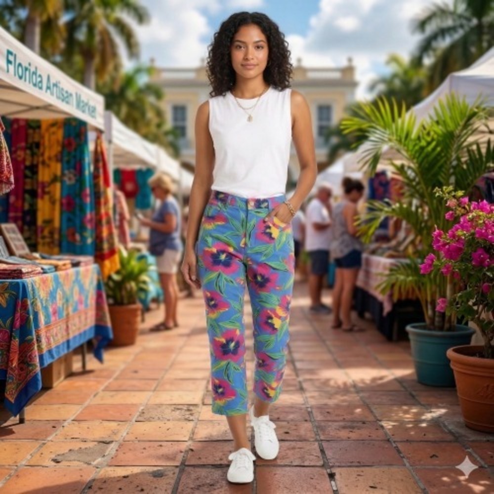 Polo Jeans Co. Ralph Lauren Women's Capri Pants Size 8 – Tropical Floral